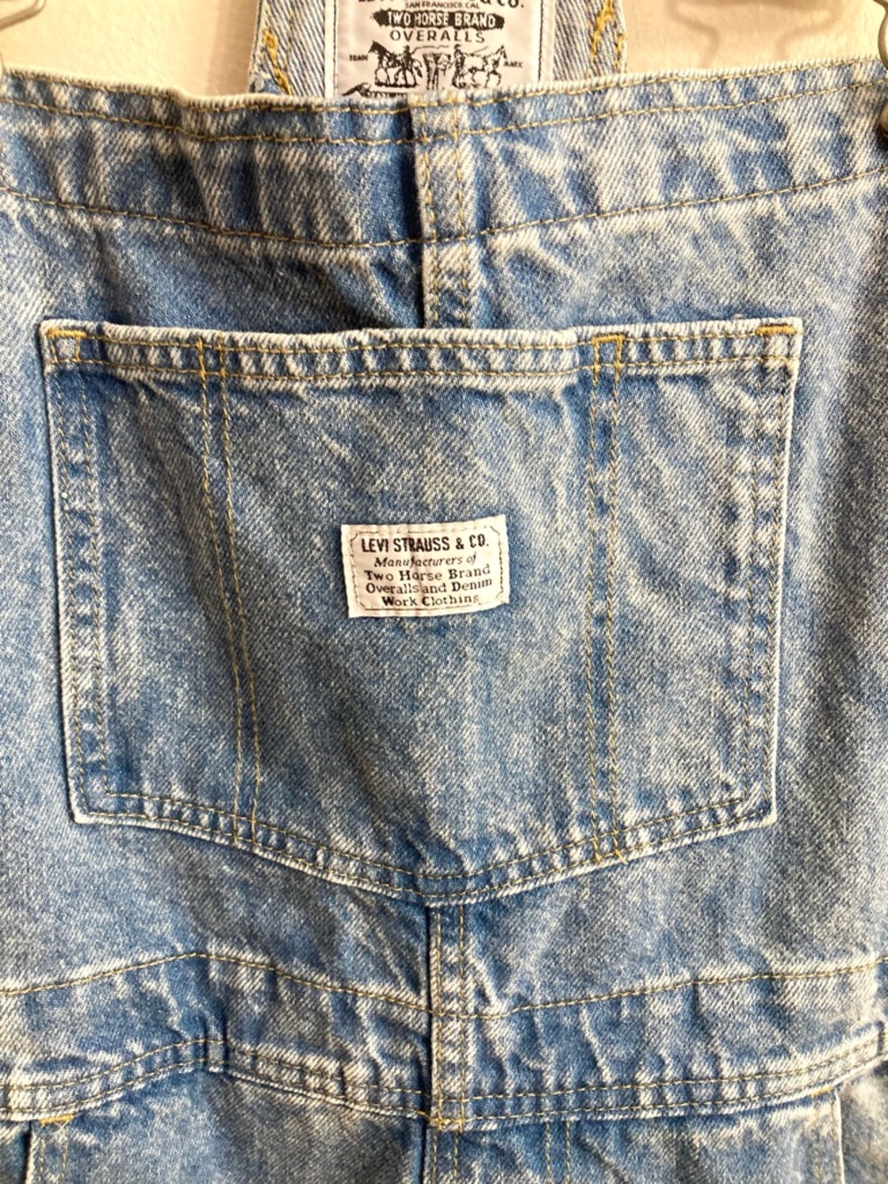 LEVI'S Vintage Blue Denim Shortalls Short Overalls Two hours Brand/Size M - Picture 5 of 15